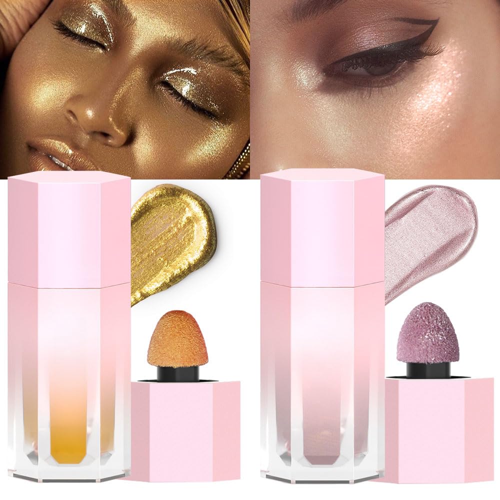 evpct Iluminador facial líquido ligero, maquillaje, impermeable, de larga duración, sirena, rosa, oro rosa, brillo brillante, brillo corporal