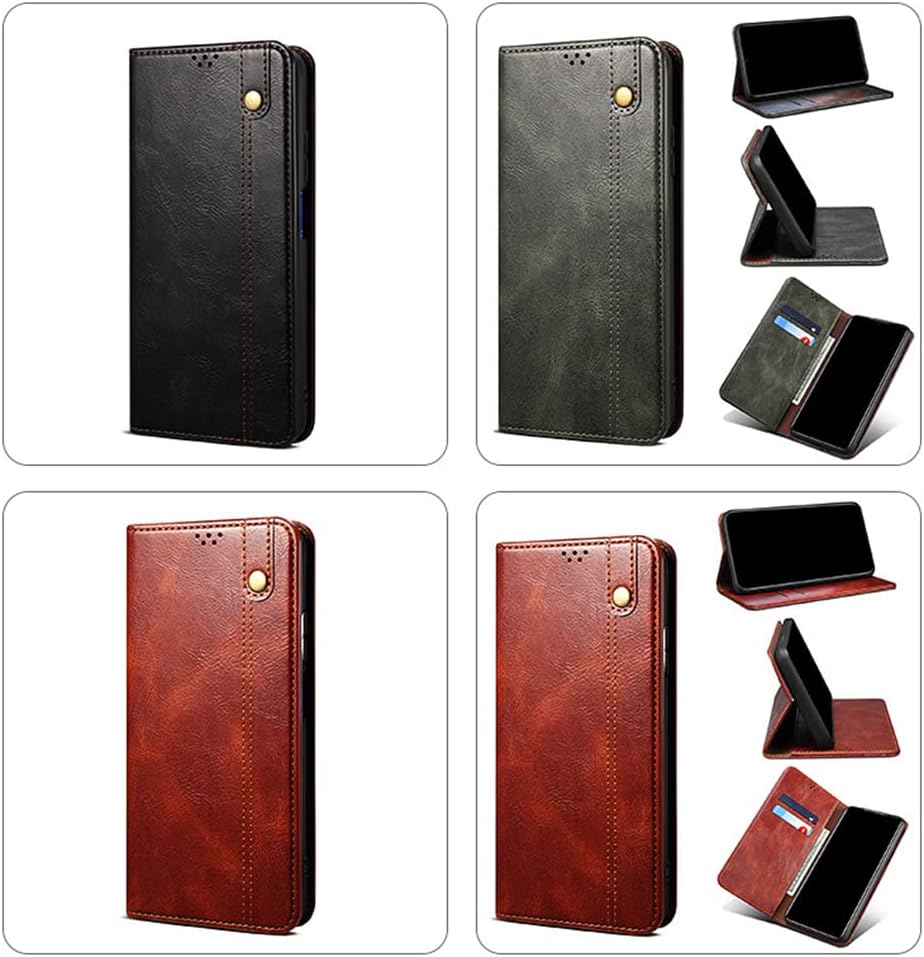 Suitable for xiaomi Poco X3 NFCX3 Pro Flip Phone Case Oil Wax Crazy Horse Pattern Magnetic Absorbent Phone Case Brown