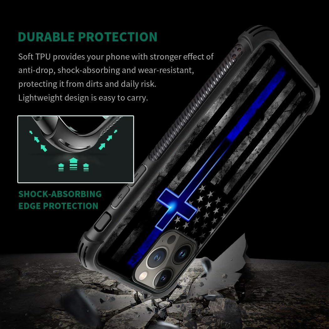 TnXee Funda compatible con iPhone 15 Pro Max, funda de poliuretano termoplástico suave antideslizante con diseño de bandera estadounidense Blue
