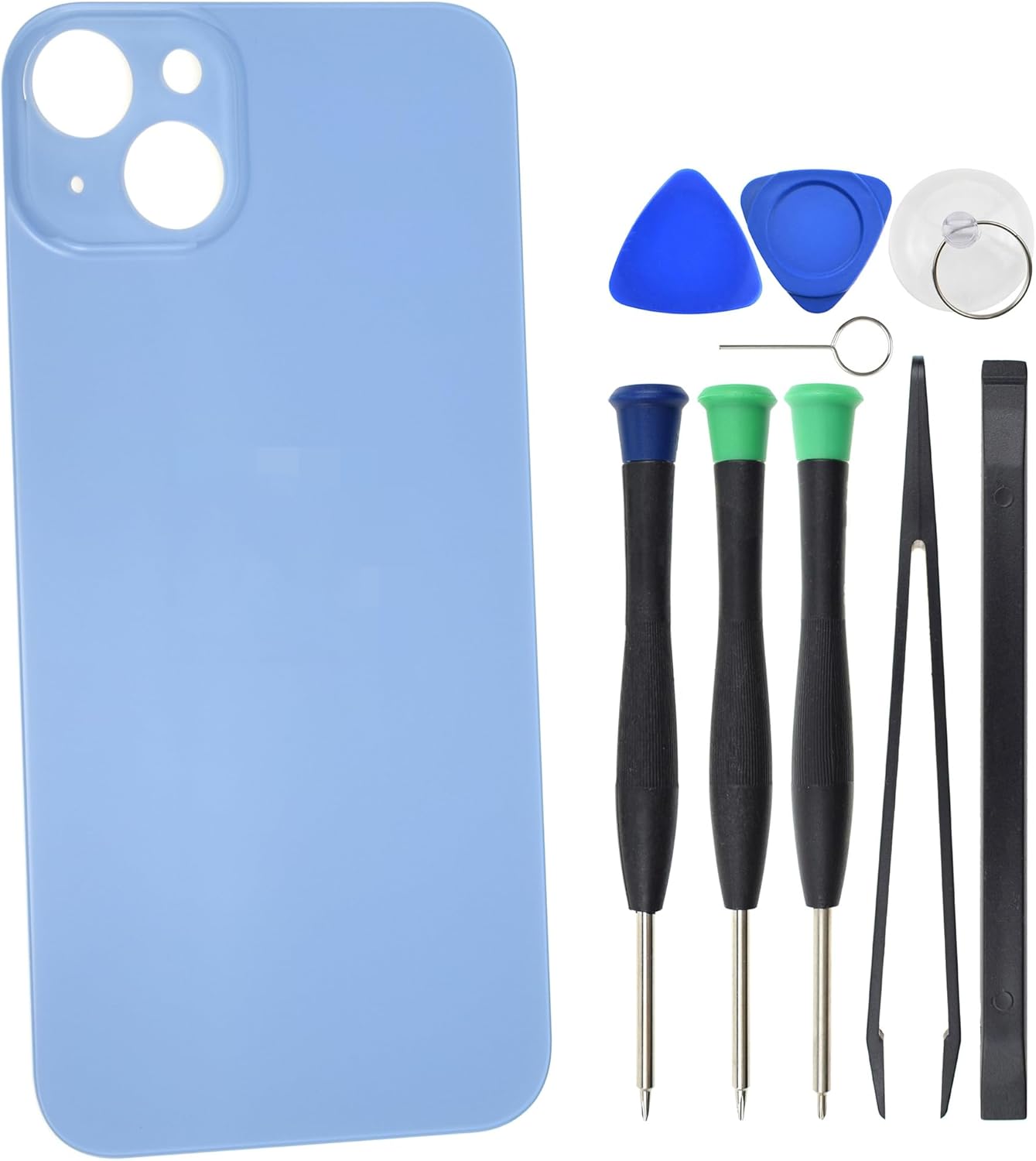 Cristal trasero para iPhone 14 A2882 A2649 A2881 Reemplazo con adhesivo precortado – 6.1″ Azul