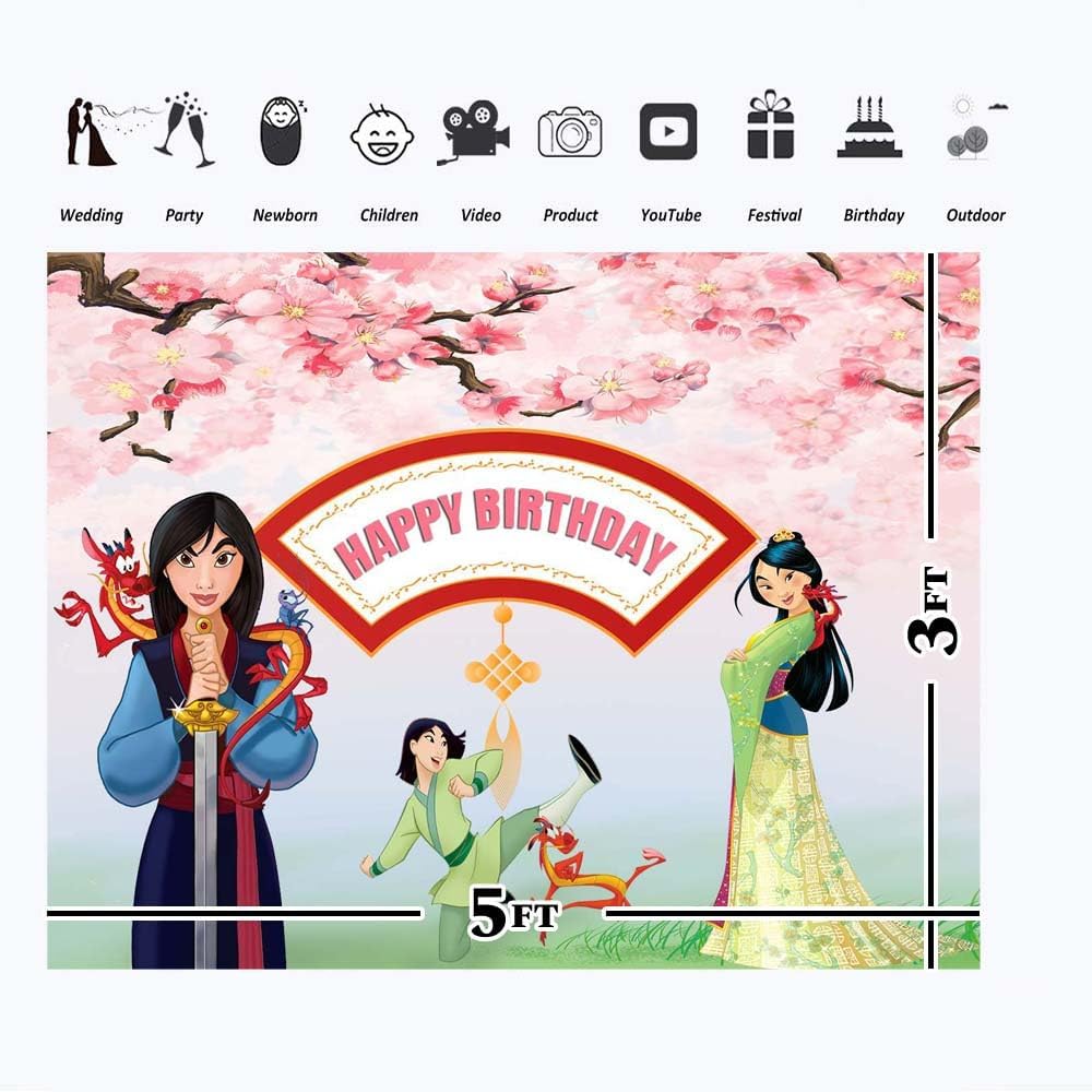 Mulan – Pancarta de vinilo con texto en inglés “Wild One” para sesión de fotos de 5 x 3 pies, fondo rosa para niña de 1er cumpleaños, decoración de