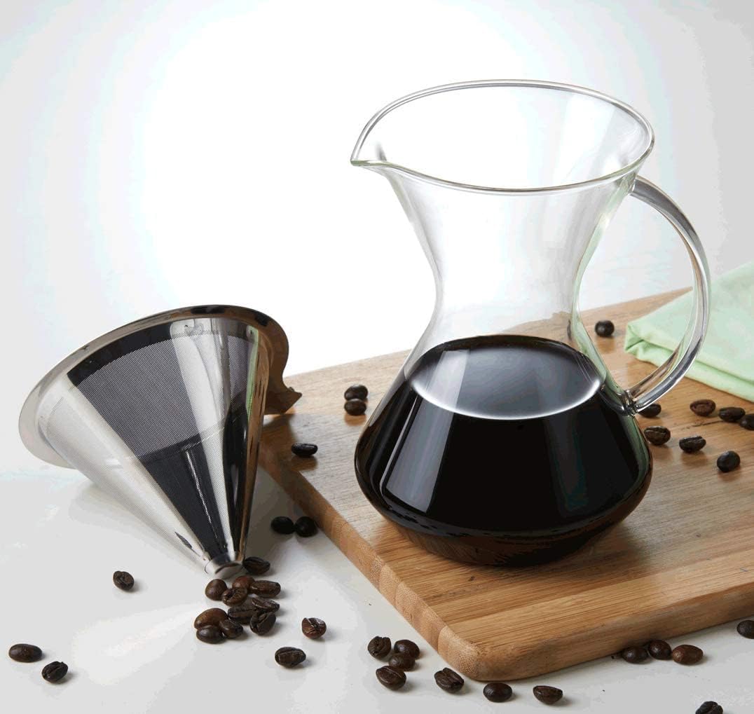 Modern-Depo Cafetera de vidrio para verter más de 17 onzas16.9 fl oz con filtro de gotero de café y mango