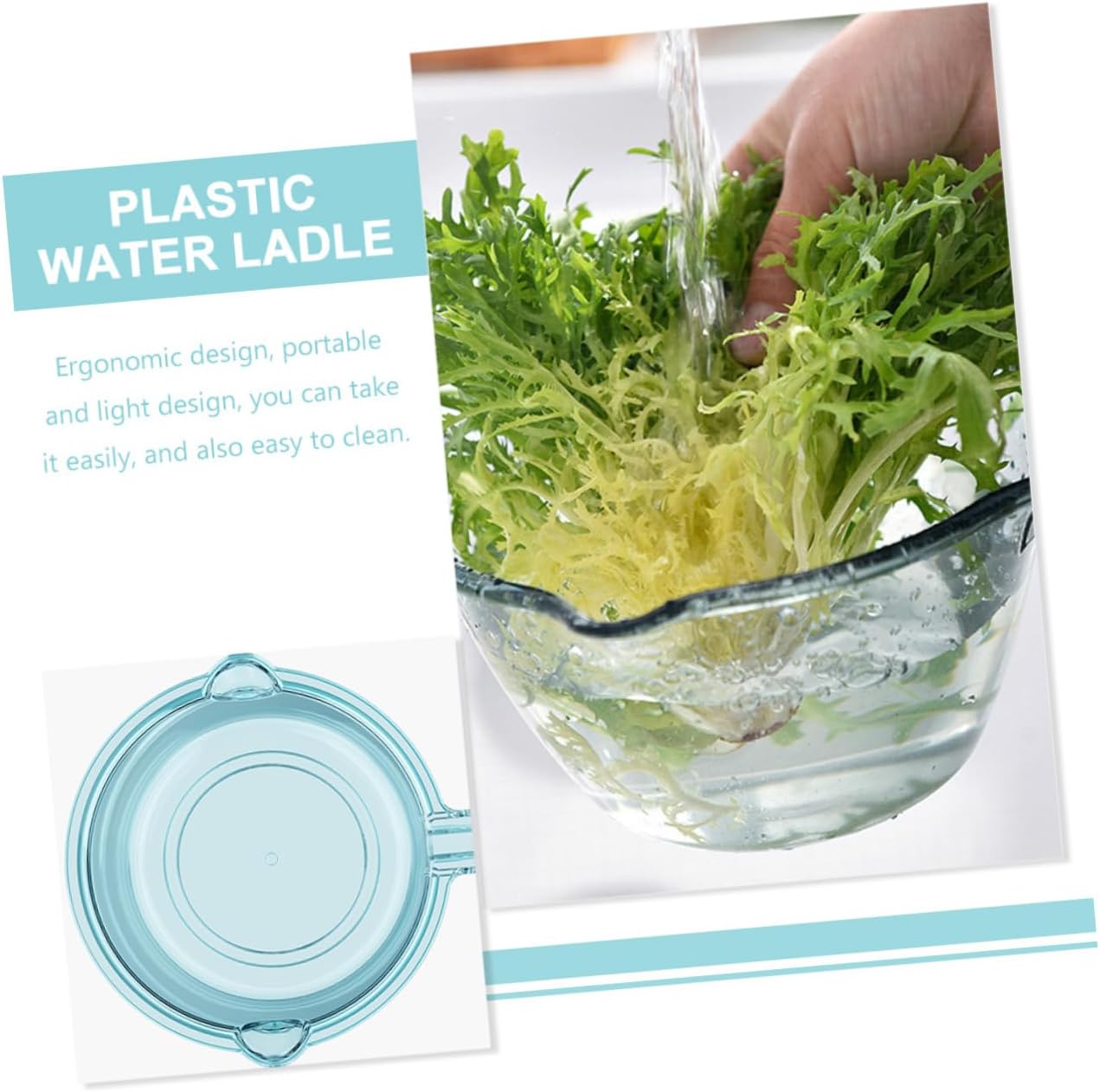 HOMSFOU Cuchara de baño transparente, cucharón de agua de plástico, cucharas de baño, cucharas para baño, cucharón pequeño, cucharón de champú,