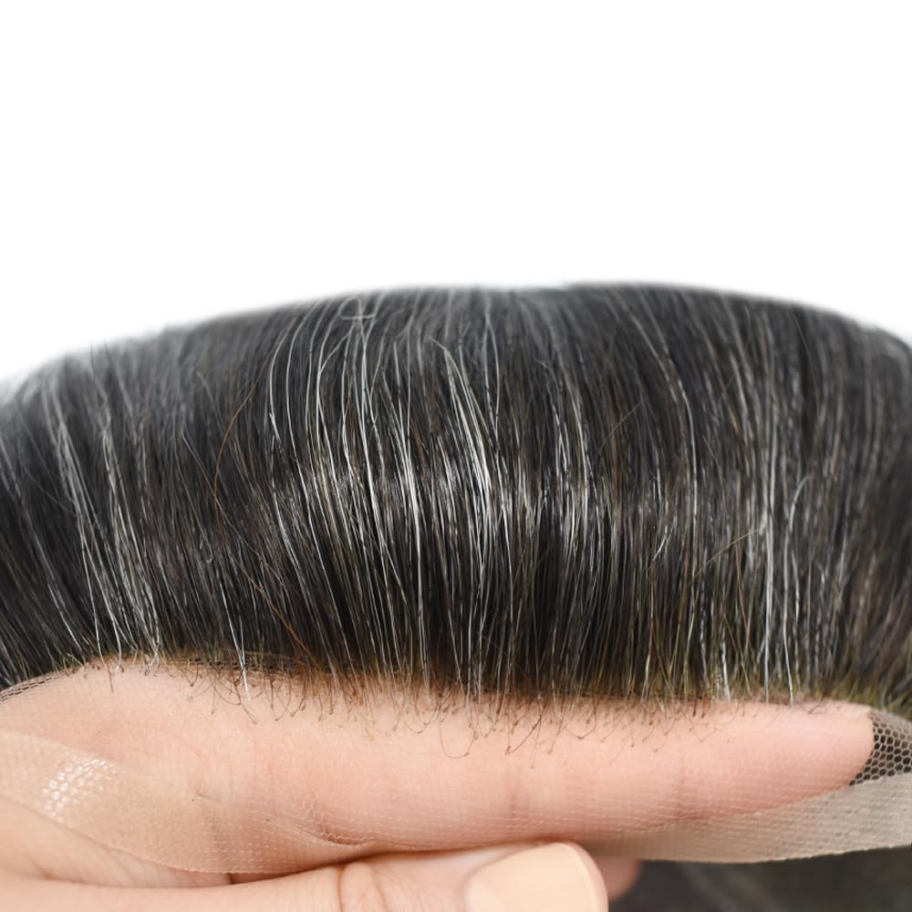 Hair Wonders Tupé para hombre Mono Toupee para hombre, sistema de cabello de línea capilar de encaje para hombres, piezas de cabello, nudos