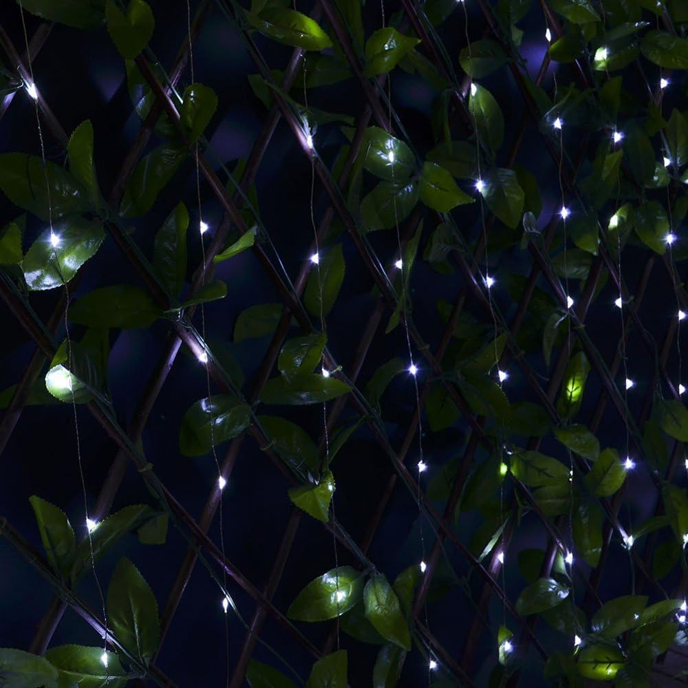 ErChen – Guirnalda de luces LED de alambre de cobre alimentado por energía solar, 33 pies, 100 ledes, impermeable, 8 modos, luces decorativas para