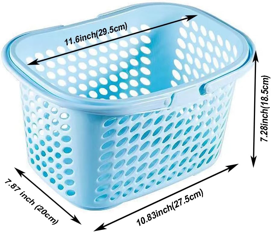 Cesta grande de plástico para ducha, 2 unidades, con mango grueso, suministros de limpieza duraderos y portátiles, cesta de almacenamiento para