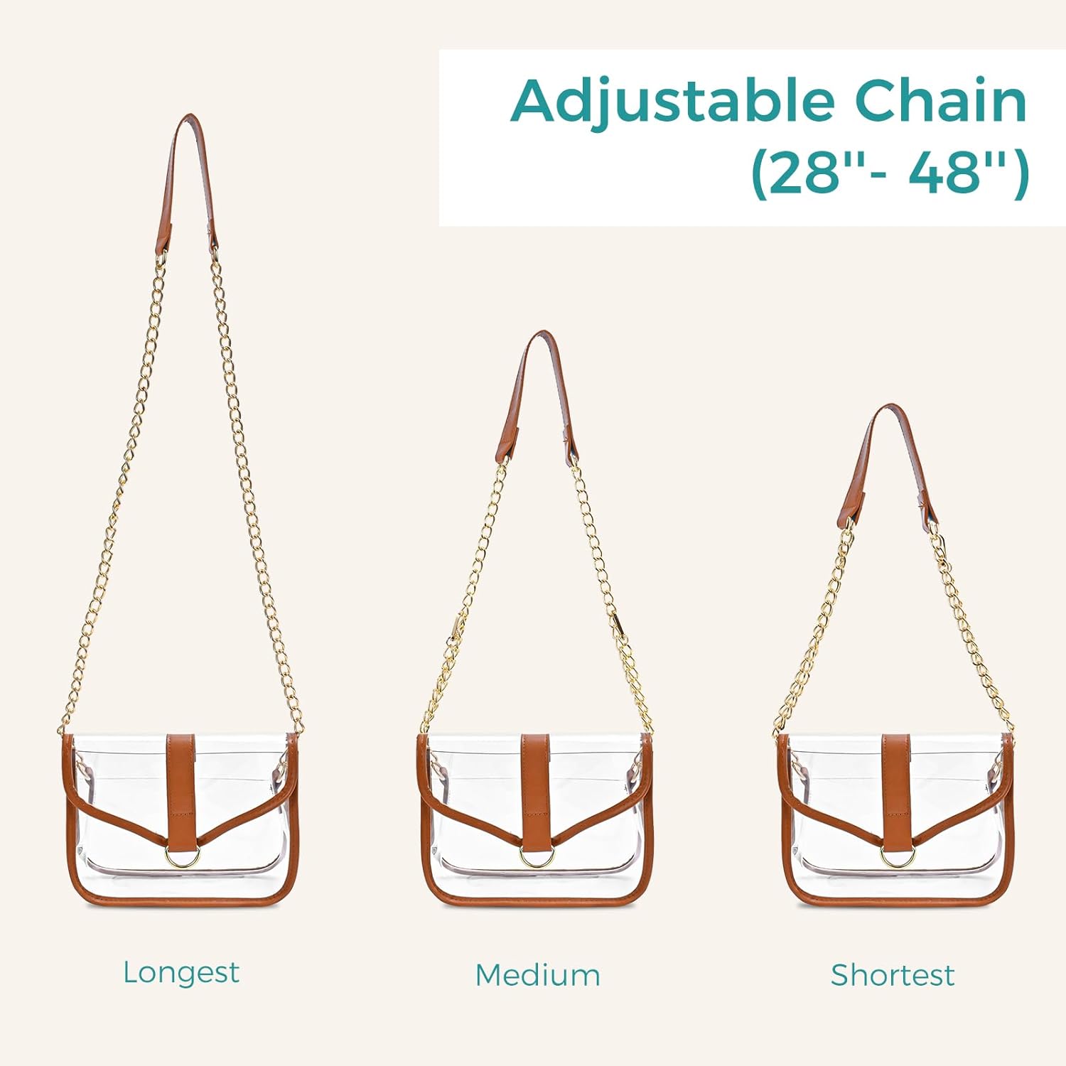 ProCase Bonito bolso transparente aprobado para mujeres y mujeres, bolso cruzado transparente con correa para el hombro, bolso para conciertos,