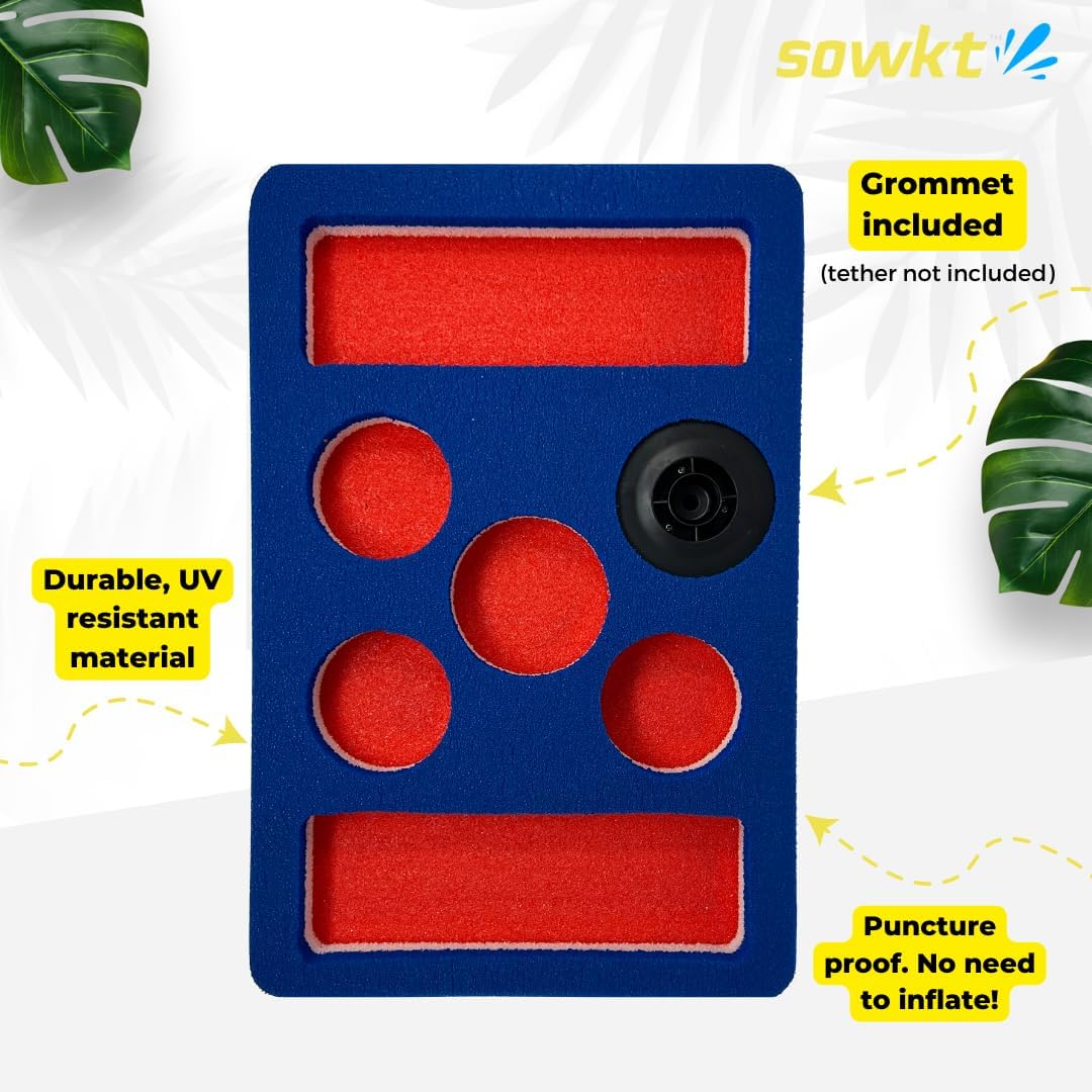 SOWKT – Soporte flotante para bebidas para piscinas y jacuzzis con ojales, flotadores de espuma para bebidas de piscina, capacidad para hasta 4