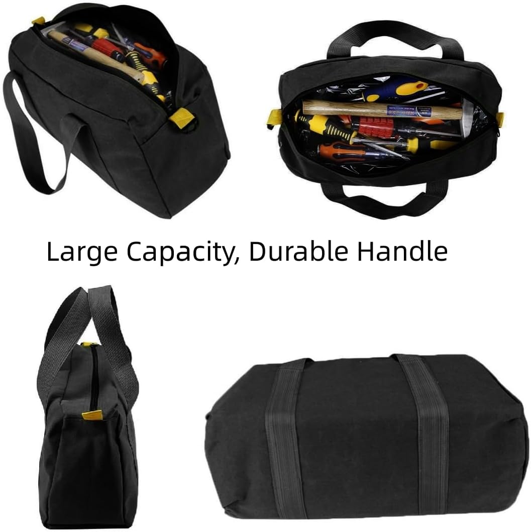 Bolsa de herramientas de boca ancha de 16 pulgadas, bolsa de herramientas de lona, bolsa de almacenamiento de herramientas resistente, bolsa de