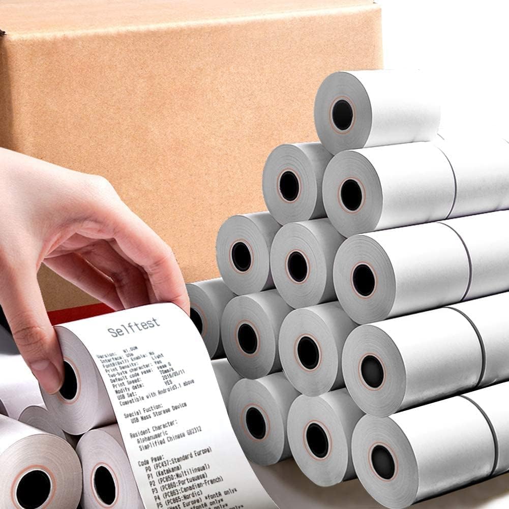 (200 rollos) Rollos de recibos de papel térmico de 2 14 pulgadas x 85 pies, POScaja registradora, se adapta a todos los terminales de tarjetas de