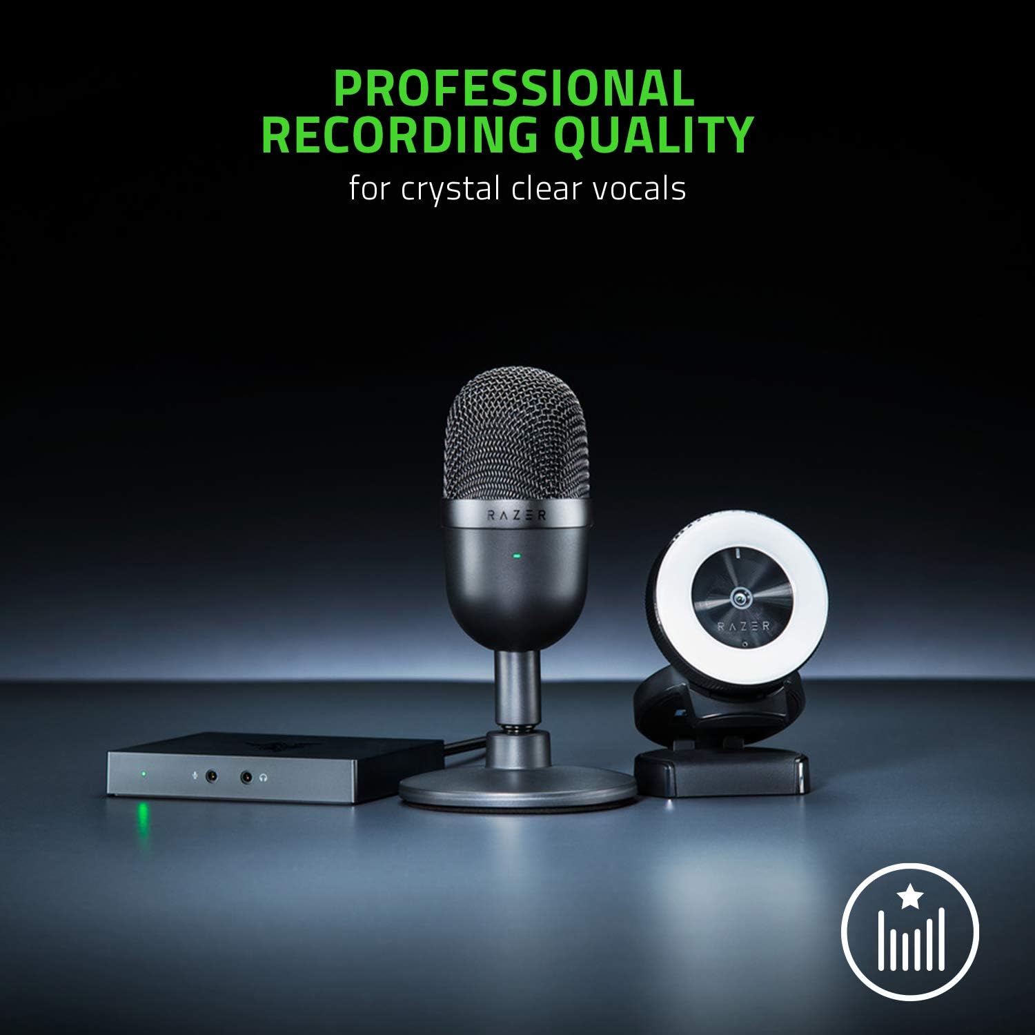 Razer Seiren Mini – Micrófono condensador USB para transmisión (compacto con patrón polar supercardioide, soporte inclinable, amortiguador