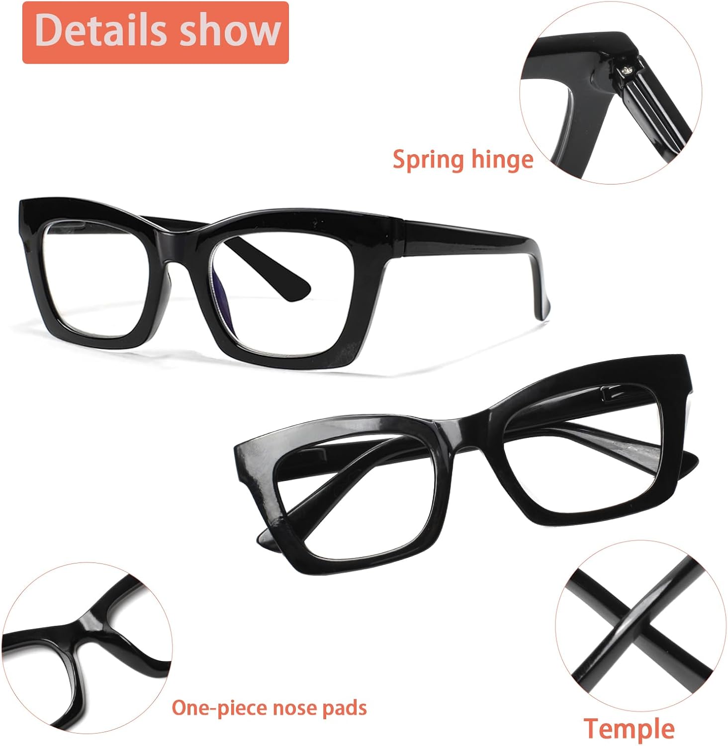 BIENCOOL Paquete de 6 lentes de lectura estilo Oprah para mujer, con bloqueo de luz azul, lentes de bisagra de resorte