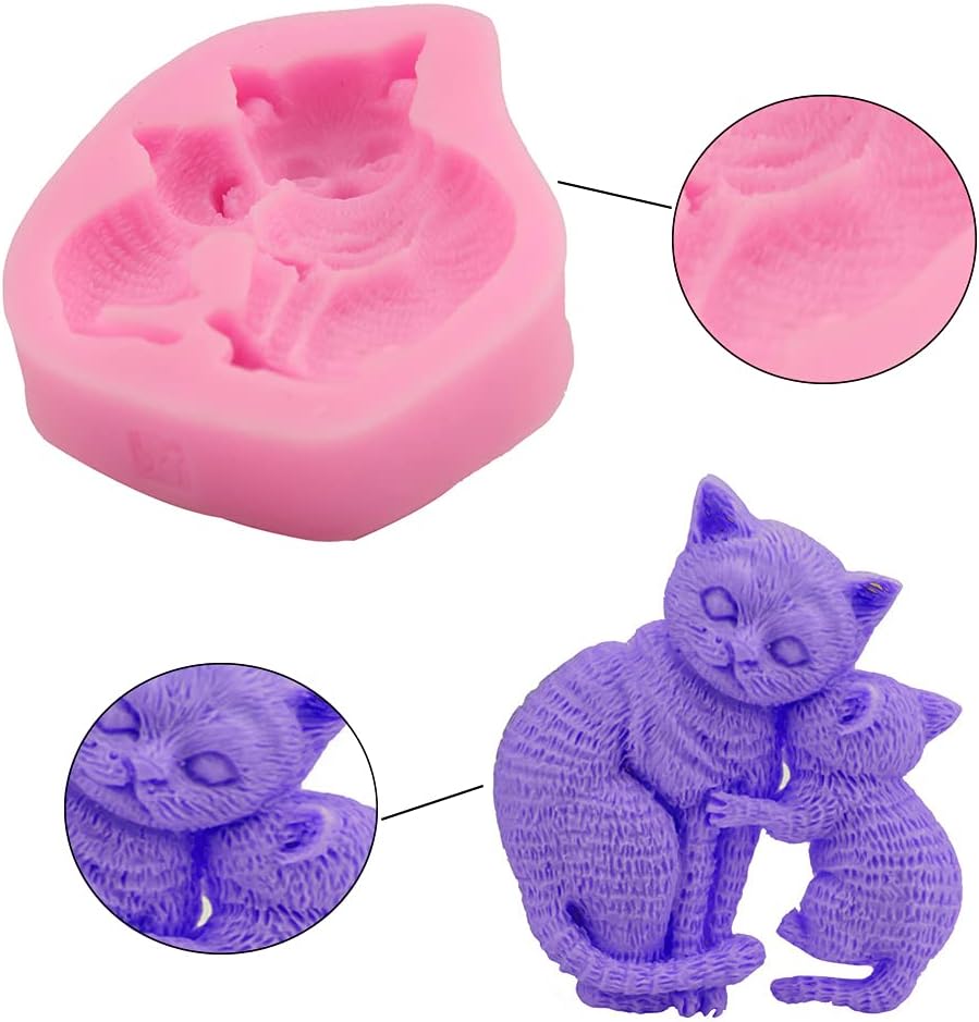 Molde de silicona 3D con forma de gato para abrazar amor maternal para bricolaje, chocolate, dulces, cupcakes, decoración de pasteles, postres,