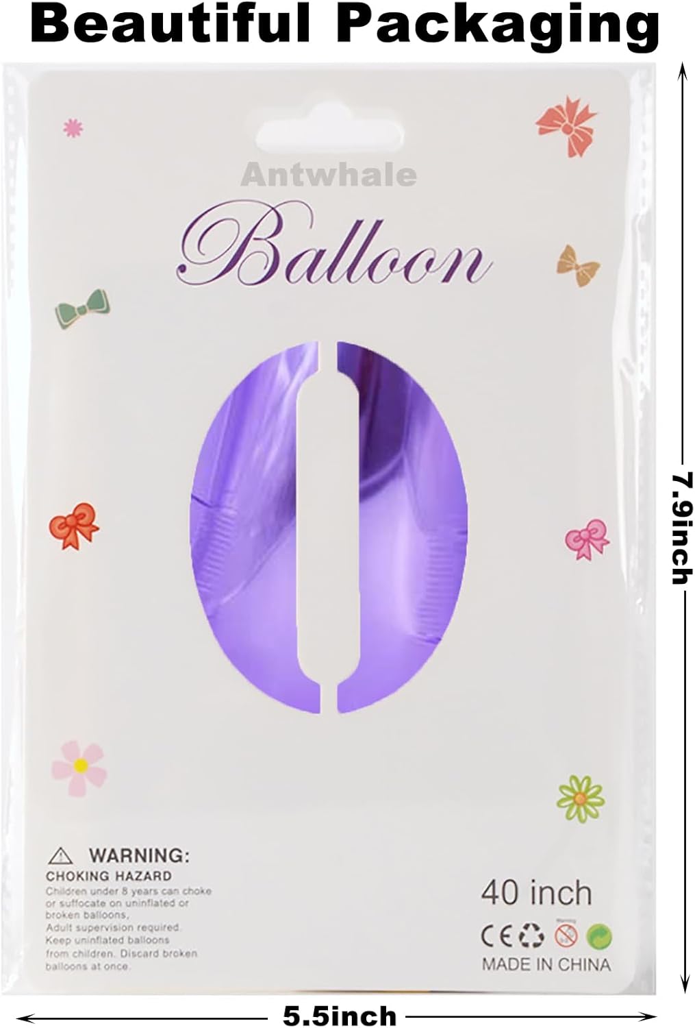 Globos de papel de aluminio color morado de 40 pulgadas con corona dorada desmontable, globos de helio de Mylar de gran tamaño para baby shower,