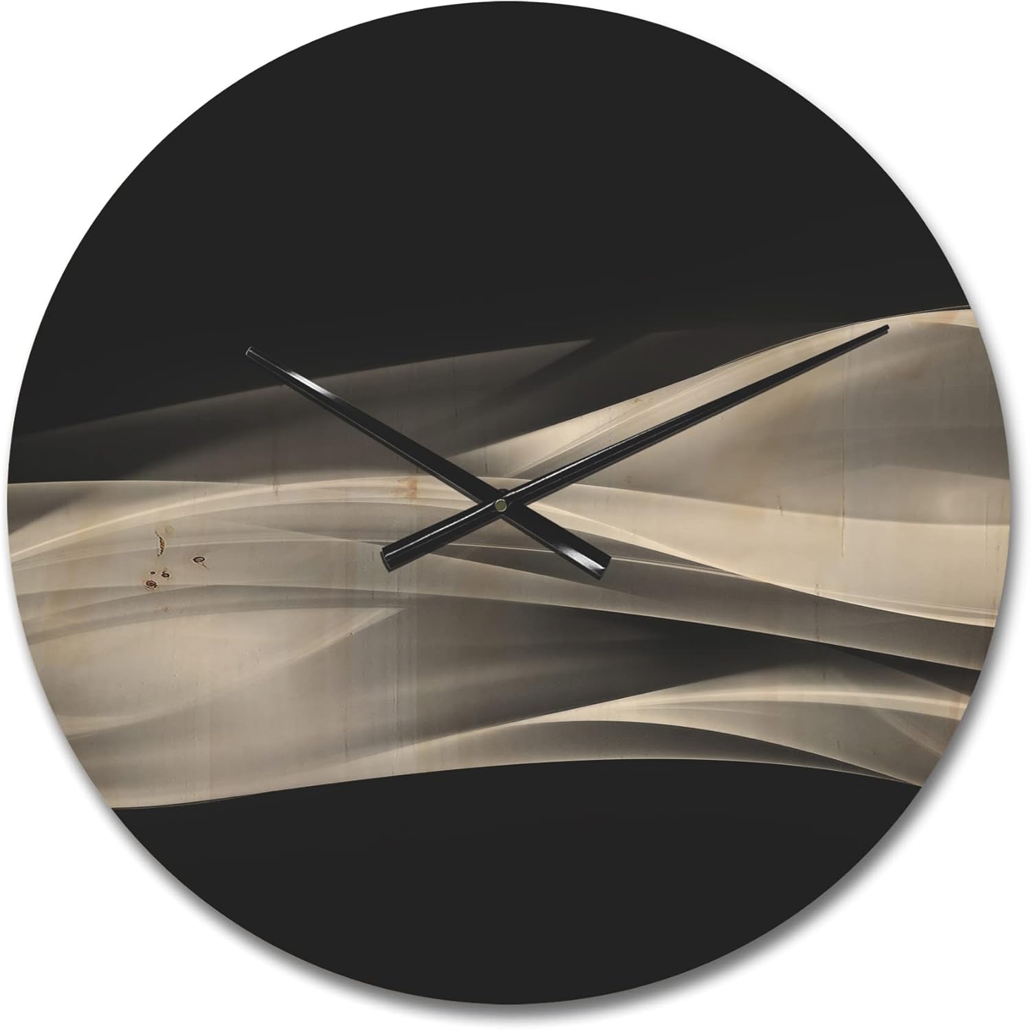 DesignQ Reloj de pared de madera moderno con diseño de fractal brillante sobre negro, grande, decorativo, moderno, reloj de pared de gran tamaño