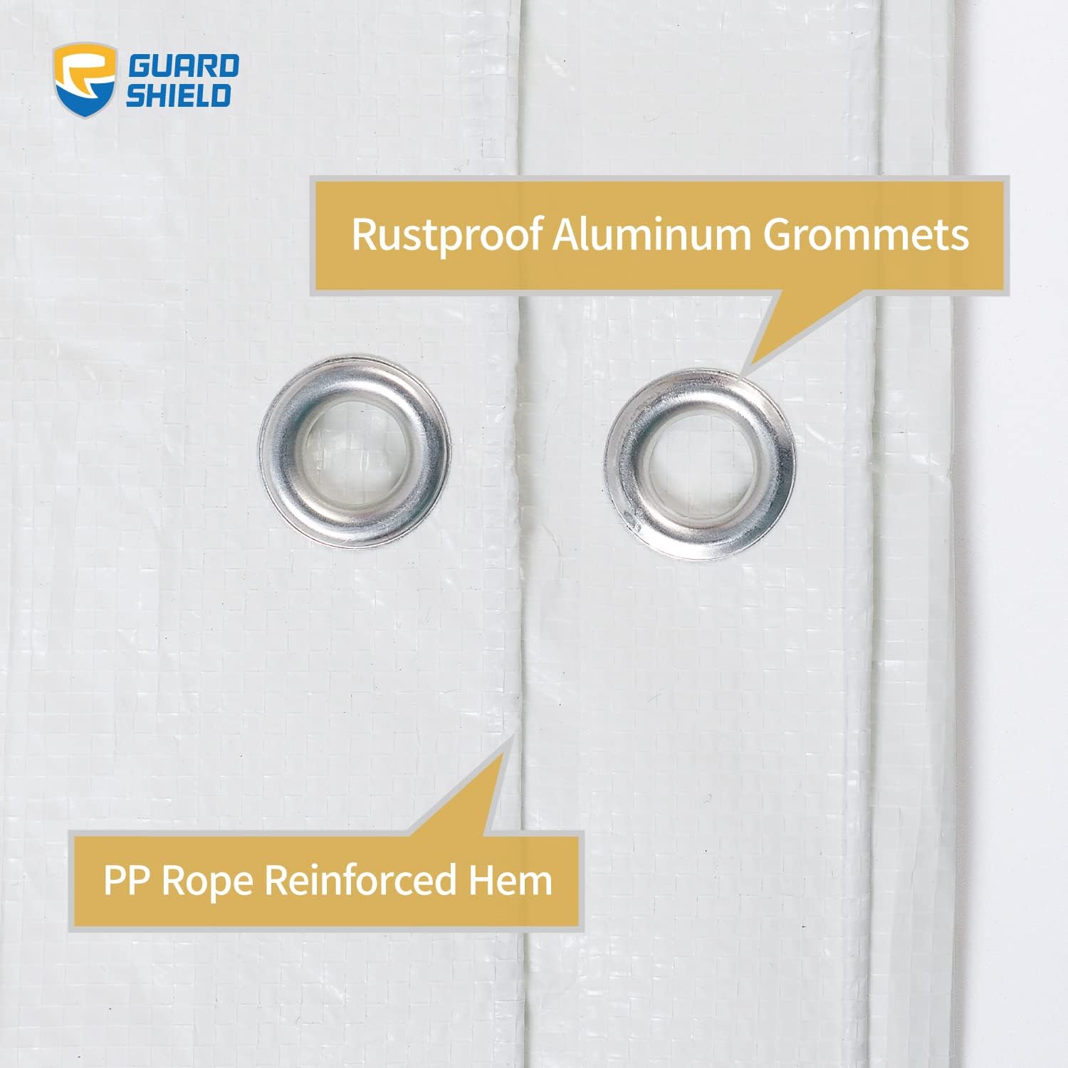 GUARD SHIELD – Lona blanca impermeable de 10 x 16 pies, cubierta de lona de polietileno, multiusos, de resistencia media, de 7 mil