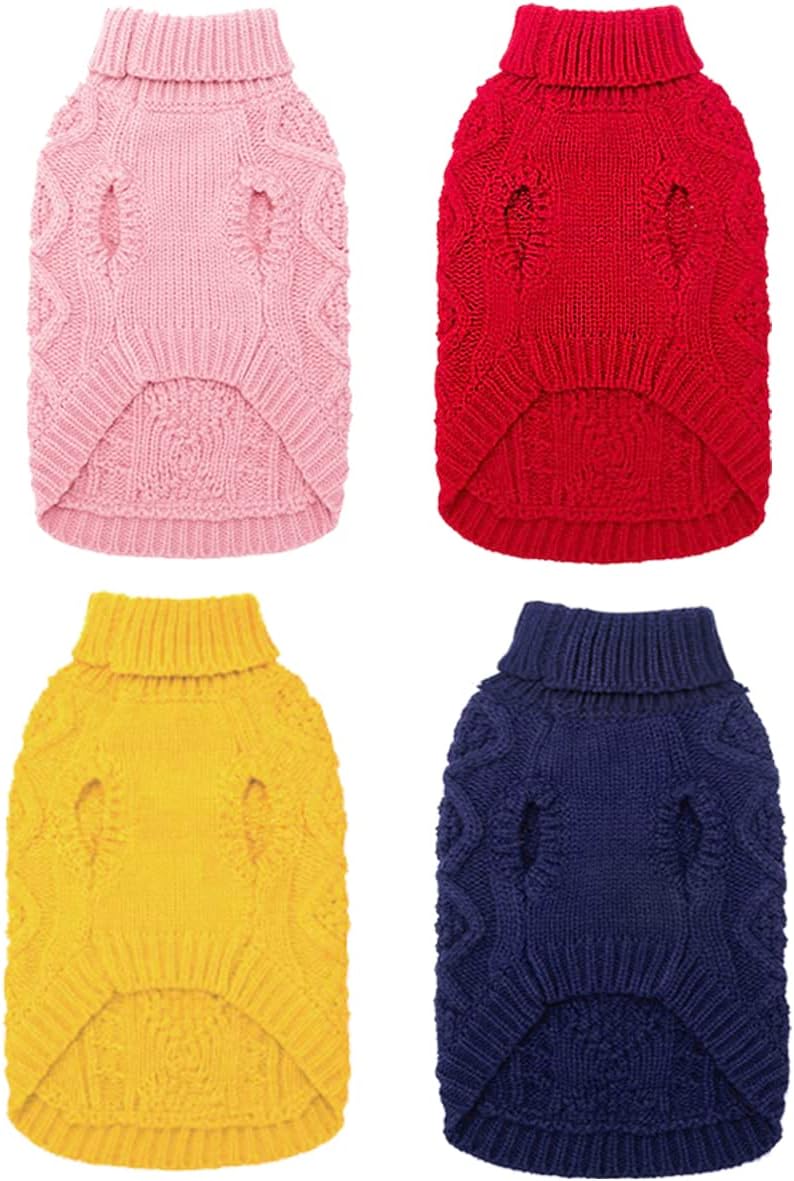 Suéter para perro, abrigo clásico de punto trenzado de cuello alto, ropa cálida de invierno para mascotas, perros, gatos, cachorros, gatitos en