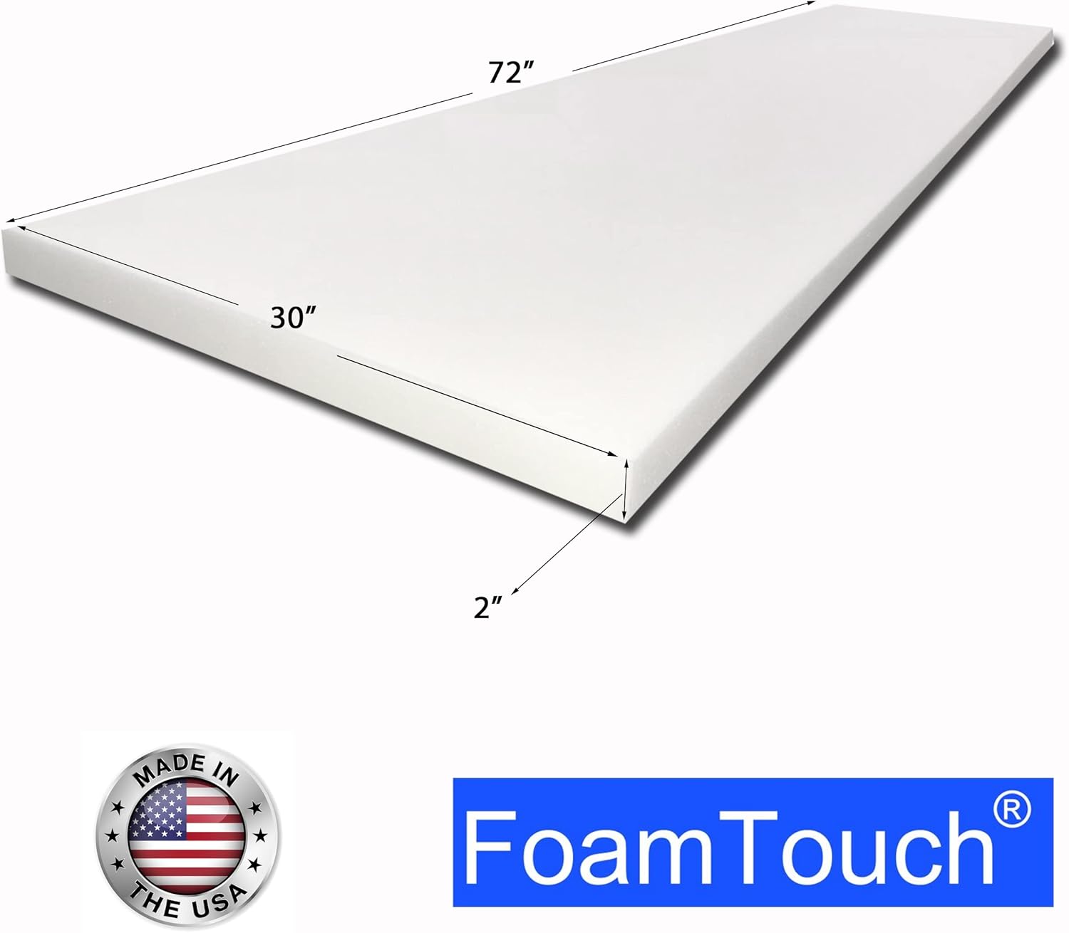 FoamTouch Almohadón de espuma, con vestiduras. Hecho en Estados Unidos.