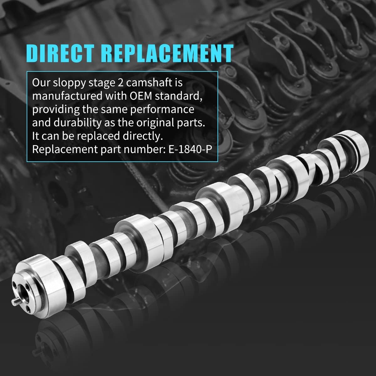 E-1840-P Árbol de levas de motor de 0.585 pulgadas.585 pulgadas Etapa 2, leva de elevación de rodillos hidráulicos compatible con 1997-2007 G.M LS