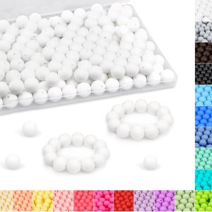 120 cuentas de silicona de 0.59 pulgadas, cuentas de silicona blancas para hacer llaveros, cuentas redondas de silicona para pulseras, collares, 120 cuentas de silicona de 0.59 pulgadas, cuentas de silicona blancas para hacer llaveros, cuentas redondas de silicona para pulseras, collares,