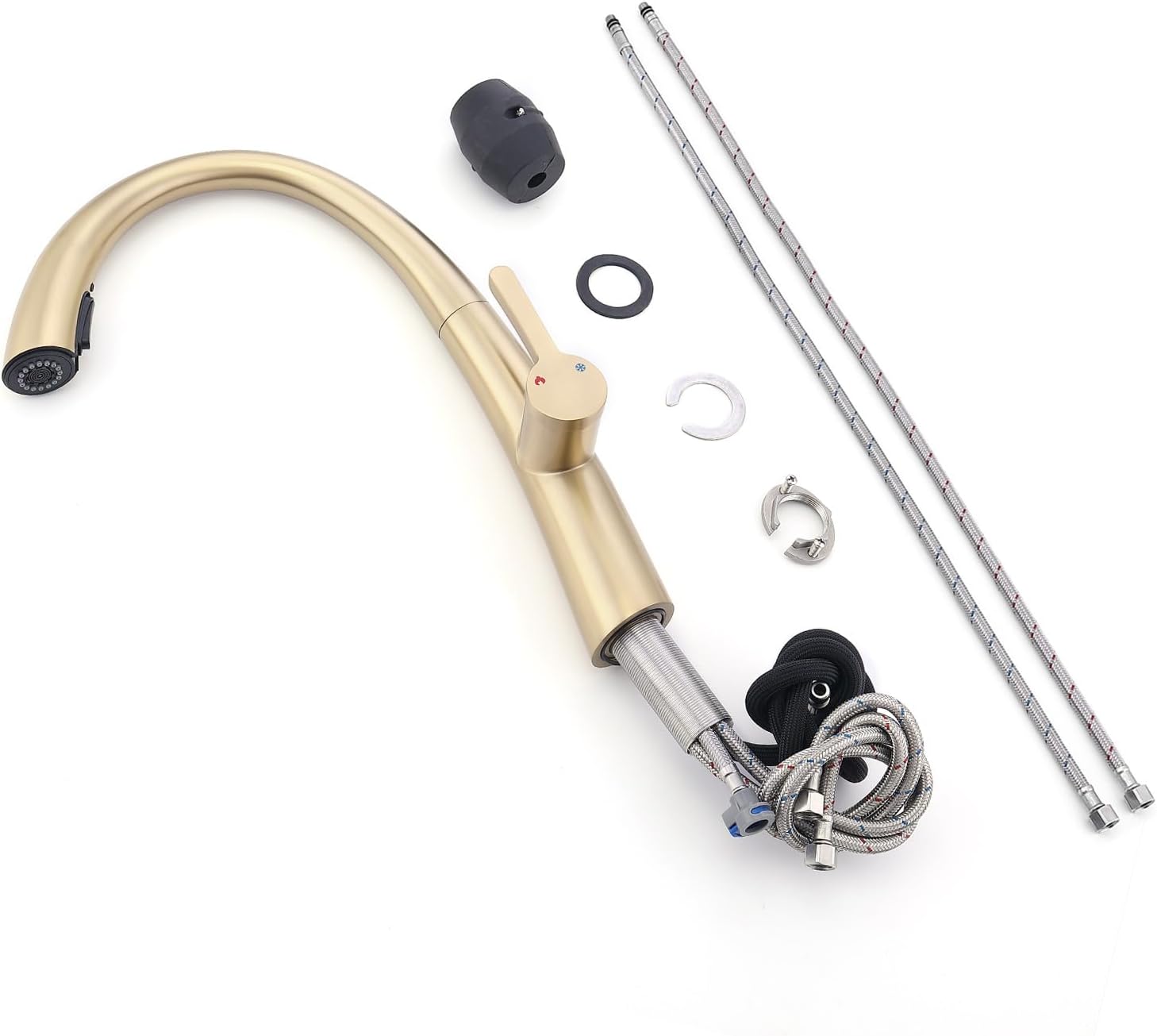 Grifo de cocina con rociador extraíble, grifo de fregadero de cocina con boquilla de arco alto de una sola manija, grifo de cocina extraíble para el
