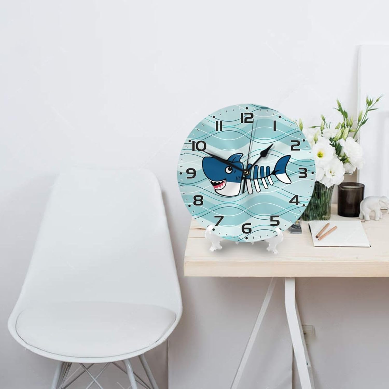 Reloj de pared para niños de 10 pulgadas, silencioso, sin tictac, fácil de leer, reloj de pared para niños y niñas, decorativo para habitación de