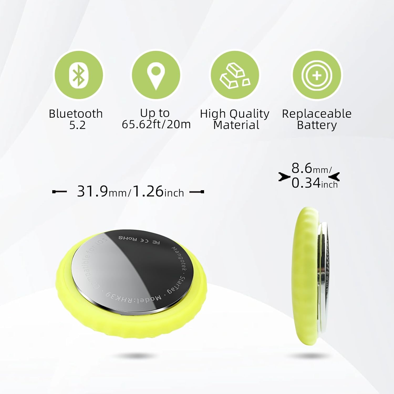 Localizador de llaves, rastreador de billetera StarTag, MangoTek Bluetooth Smart Tracker Tag funciona con Apple Find My (solo iOS), rastreador de
