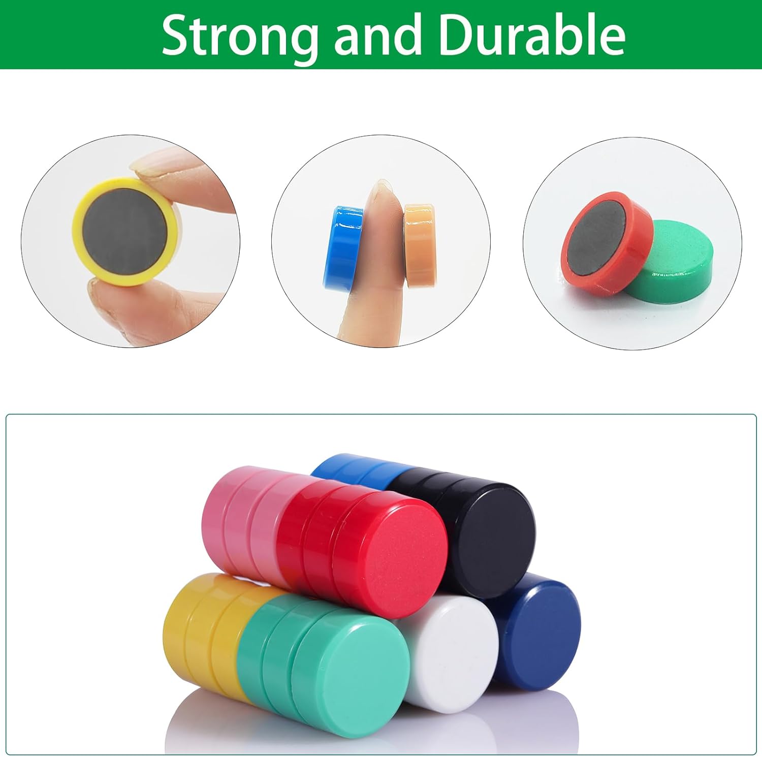 PYJLBX Imanes para nevera, paquete de 20 imanes de 10 colores para refrigerador, imanes coloridos para taquilla, redondos, lindos imanes para
