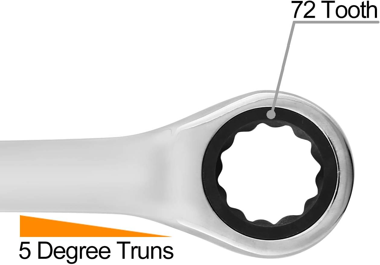 1 llave de trinquete de 12 PT de 0.276 in, juego de llaves de trinquete métricas con movimiento de 5 y 72 dientes para proyectos con espacio reducido