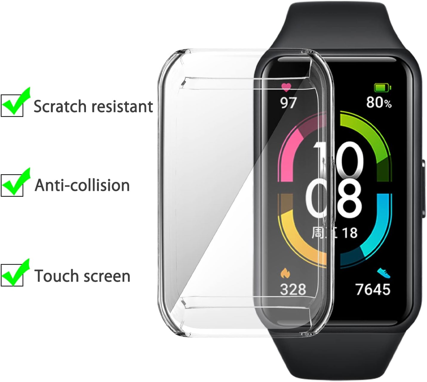 WUWOCJ Funda protectora de pantalla compatible con Huawei Band 7Huawei Band 6Huawei Band 6 ProHonor Band 6 TPU Bumper All Around Funda protectora