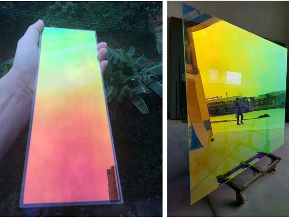 HOHOFILM Película de ventana de color camelón de 54 x 20 pulgadas, efecto arcoíris, tinte iridiscente, calcomanía decorativa de vidrio, calcomanía