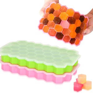 Bandeja para cubitos de hielo mejorada, paquete de 2 bandejas flexibles de silicona para cubitos de hielo, cubitos de hielo reutilizables de fácil Bandeja para cubitos de hielo mejorada, paquete de 2 bandejas flexibles de silicona para cubitos de hielo, cubitos de hielo reutilizables de fácil