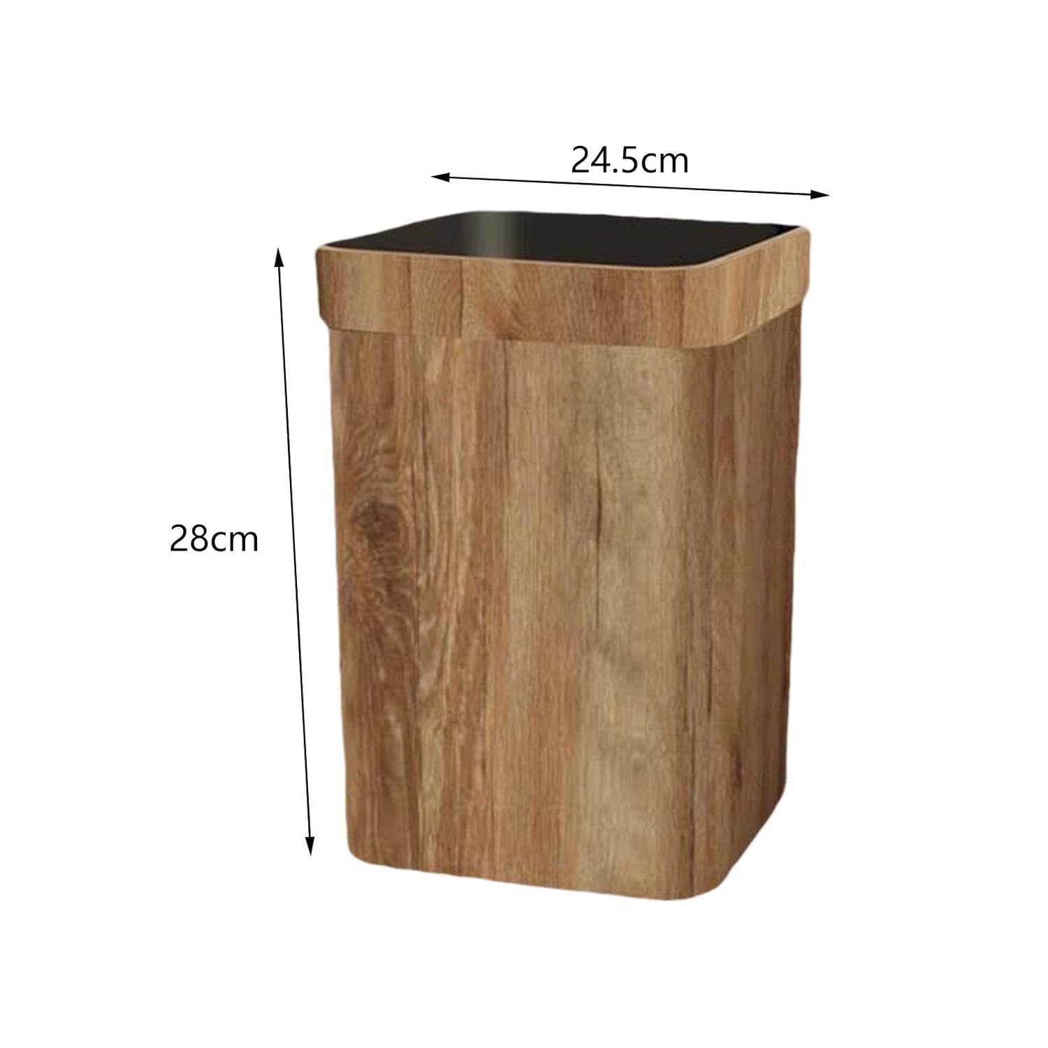 Fenteer Cubo de basura de grano de madera con capacidad para residuos, papelera de reciclaje para oficina, cocina, dormitorio, sala de estar, 9.6 x