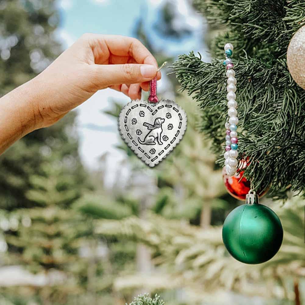 Adorno de árbol de Navidad de peltre, adorno de Navidad de peltre colgante hecho a mano de doble cara, decoración colgante para manualidades,
