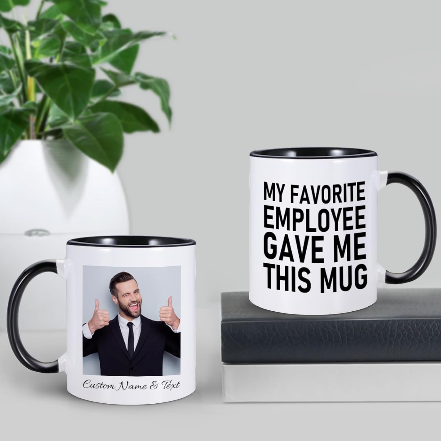 Employee Gave Me This – Taza de café personalizada con texto fotográfico, divertida taza de café de jefe para mujeres y hombres, regalos