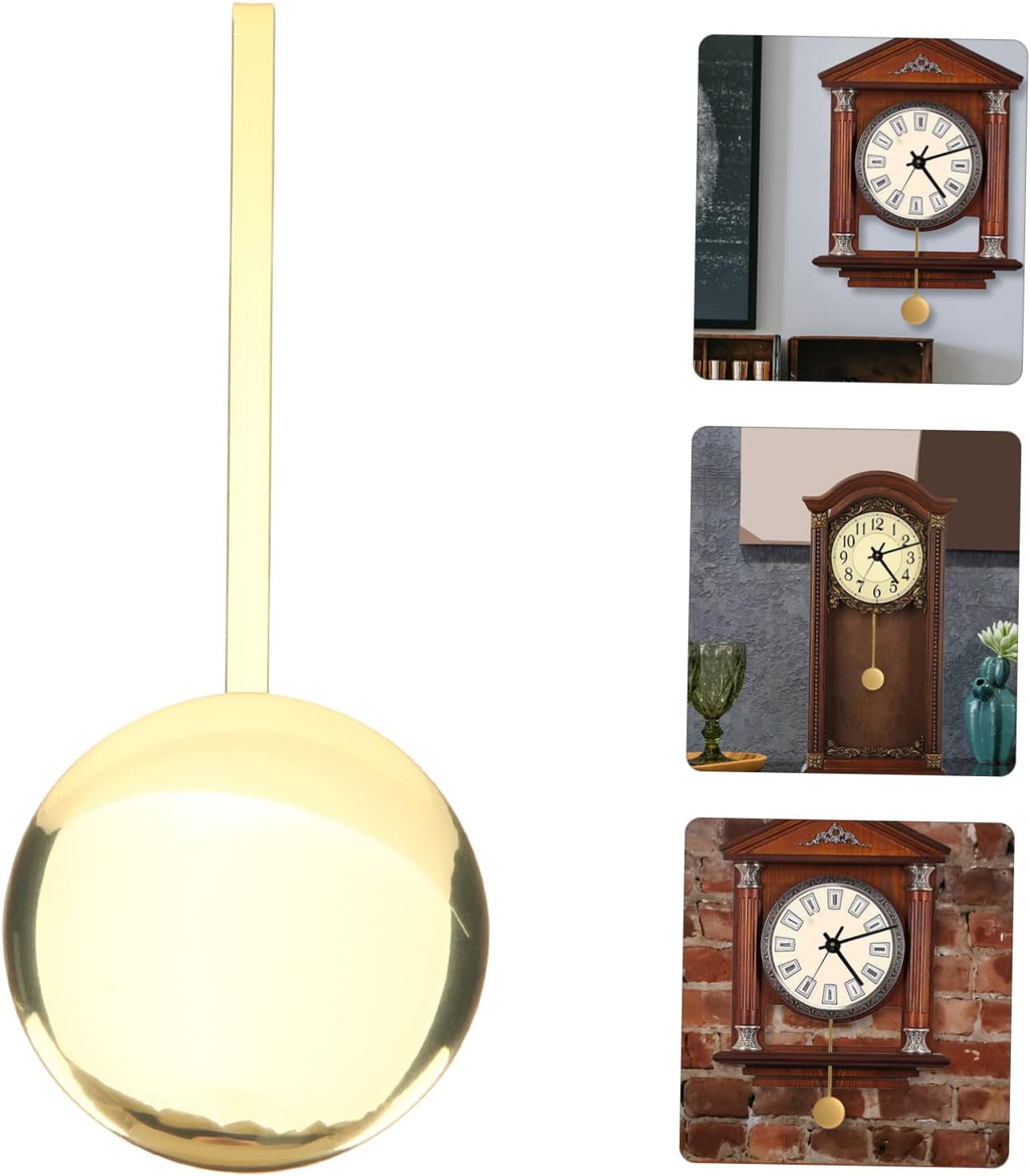 DOITOOL Reloj de pared de cuarzo, mecanismo de reemplazo de reloj de péndulo, pieza de reloj de pared, reloj de pared dorado, kit de moda antigua,