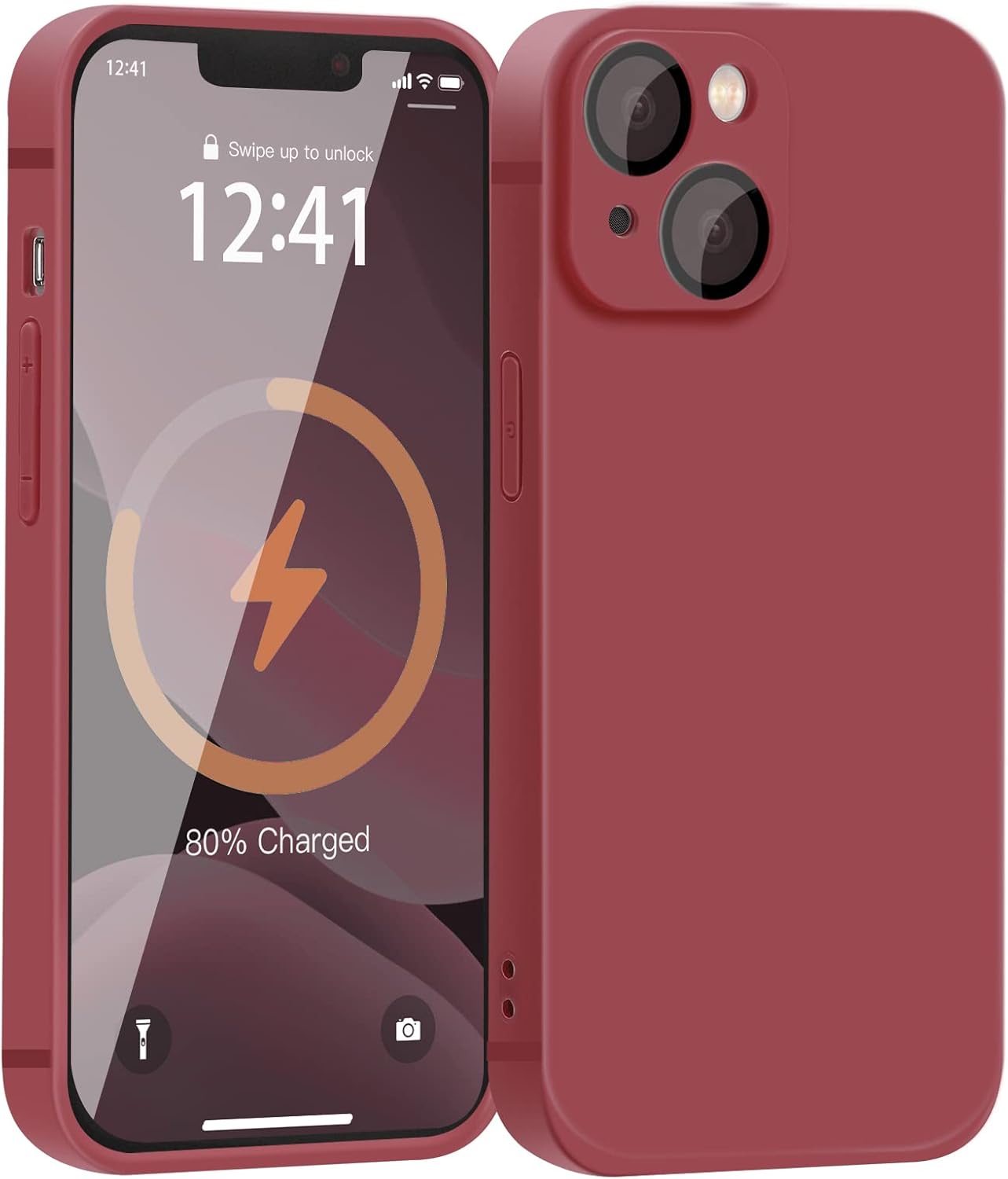 YZR Funda de silicona compatible con iPhone 13 (6.1 pulgadas 2021), con protección de cámara, funda de silicona líquida para teléfono (rojo espino)