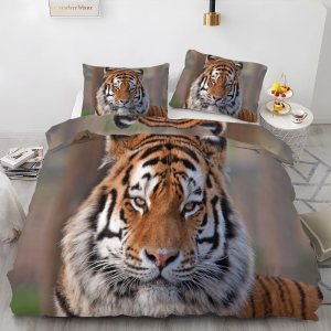 Funda de edredón de tigre marrón claro, tamaño California King, ropa de cama con estampado de animales, funda de edredón de microfibra suave y 2 Funda de edredón de tigre marrón claro, tamaño California King, ropa de cama con estampado de animales, funda de edredón de microfibra suave y 2