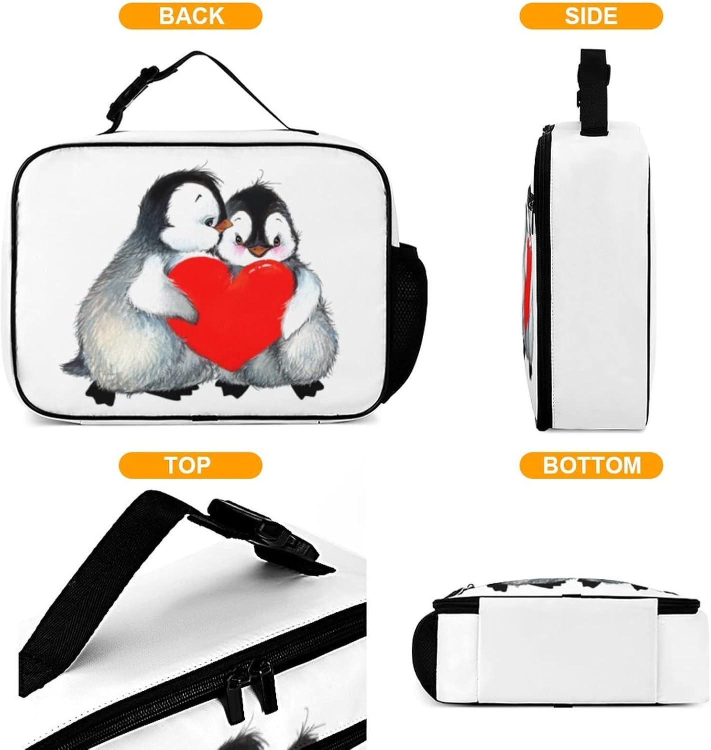 Lonchera reutilizable con diseño de pingüinos, bolsa de almuerzo aislada, lonchera para comida y alimentos, bolsa de mano para mujeres, niños,