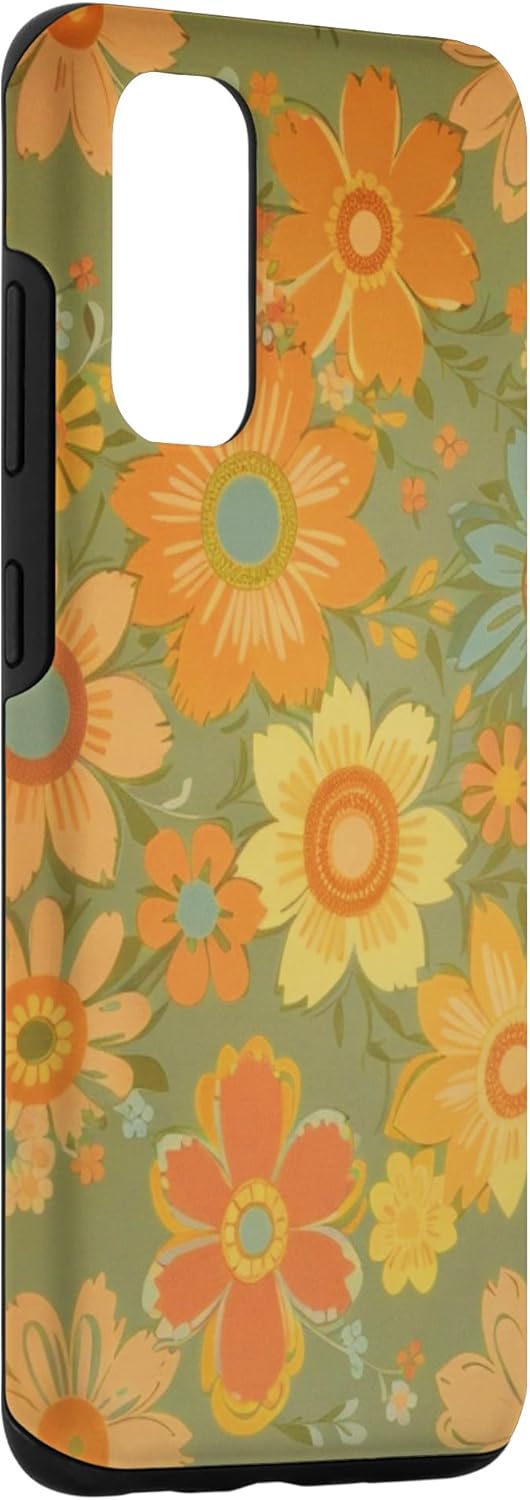 Funda para Galaxy S20 Flowers Retro Floral Meadow Groovy 70s Melocotón Naranja Rosa