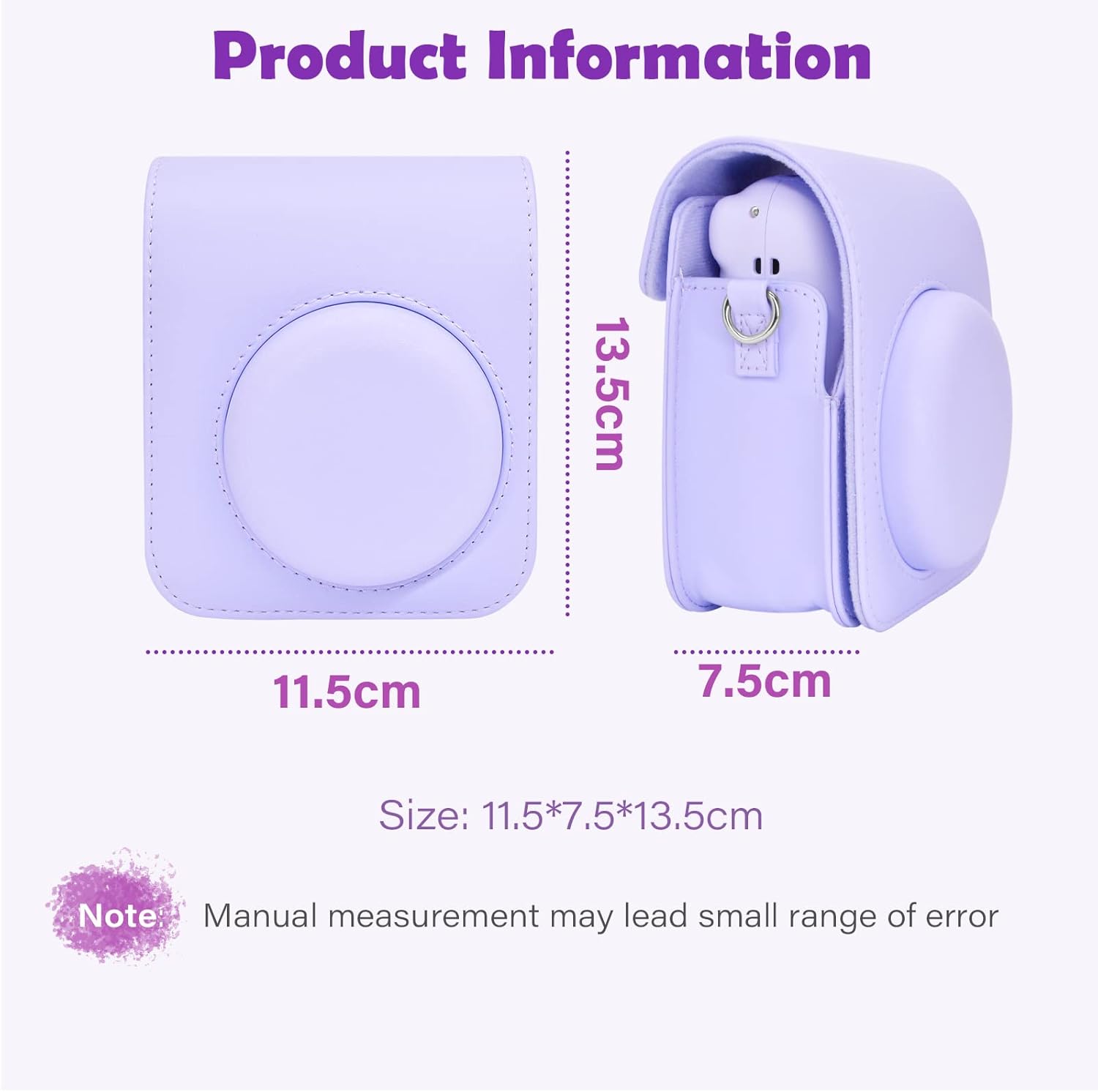 MUZIRI KINOKOO Funda protectora para Fuji Instax Mini 12, funda protectora para Fujifilm Instax Mini 12 bolsa de transporte de color sólido Bolsa de