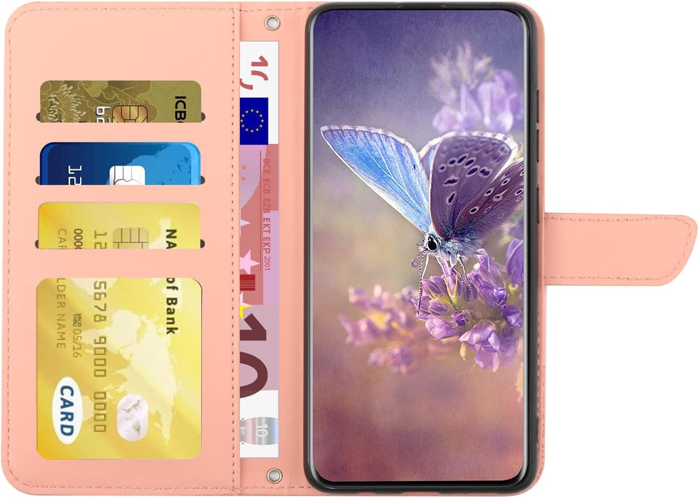 ONV Funda para teléfono compatible con Google Pixel 6A – Funda cruzada de 4.9 ft con tarjeta, ranura magnética para tarjetas, funda plegable de piel