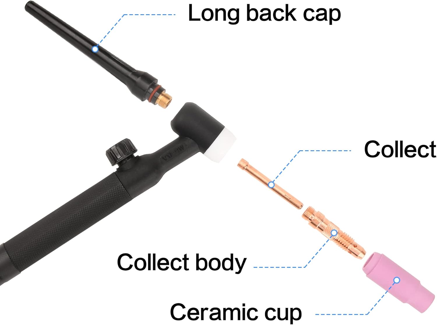 Levante Tig Torch 150A TIG17V soplete de soldadura de argón refrigerado por aire con cable de 13 pies conector de 0.394-0.984 in para antorcha TIG
