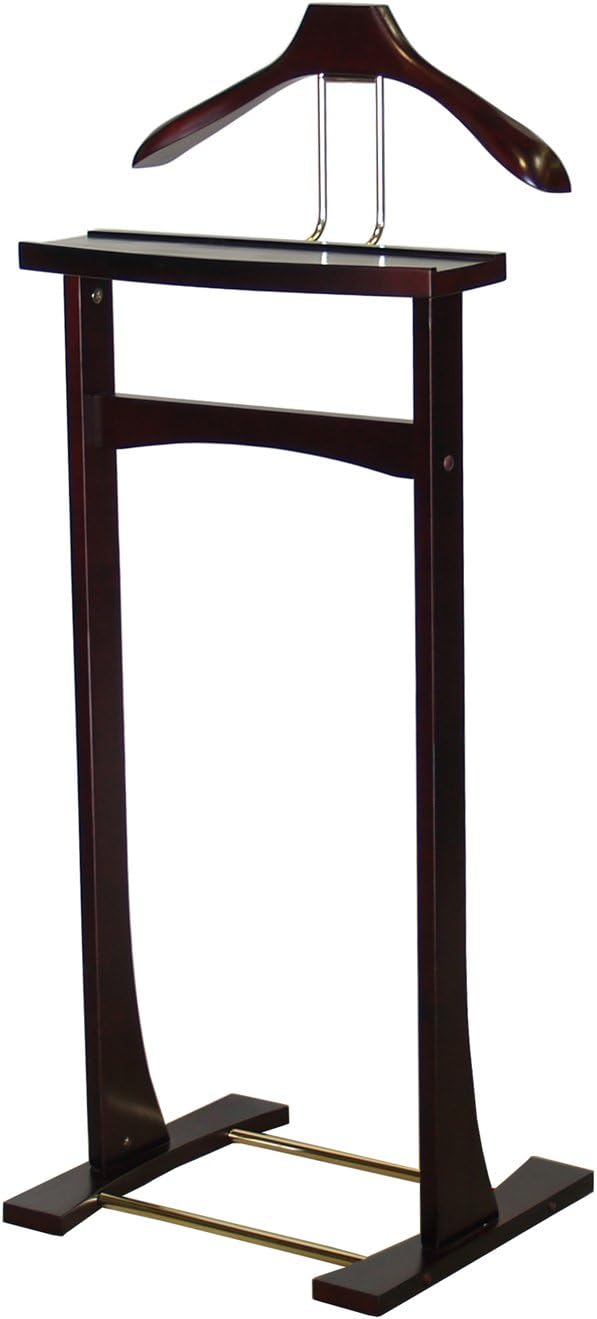 Proman Products Ashton Valet VL36006 – Soporte para traje con bandeja superior, colgador de contorno, barra de pantalones y zapatero, 17 pulgadas de
