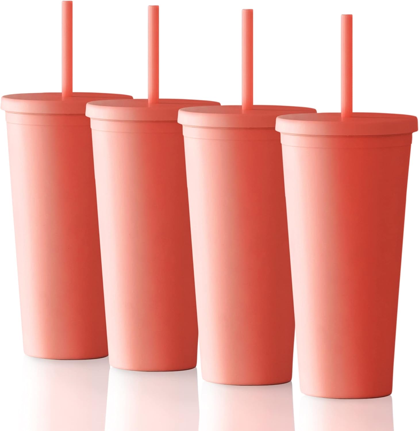 Vasos con tapas de 22 oz de acrílico de color para llevar de viaje, tazas de viaje con tapas y pajitas