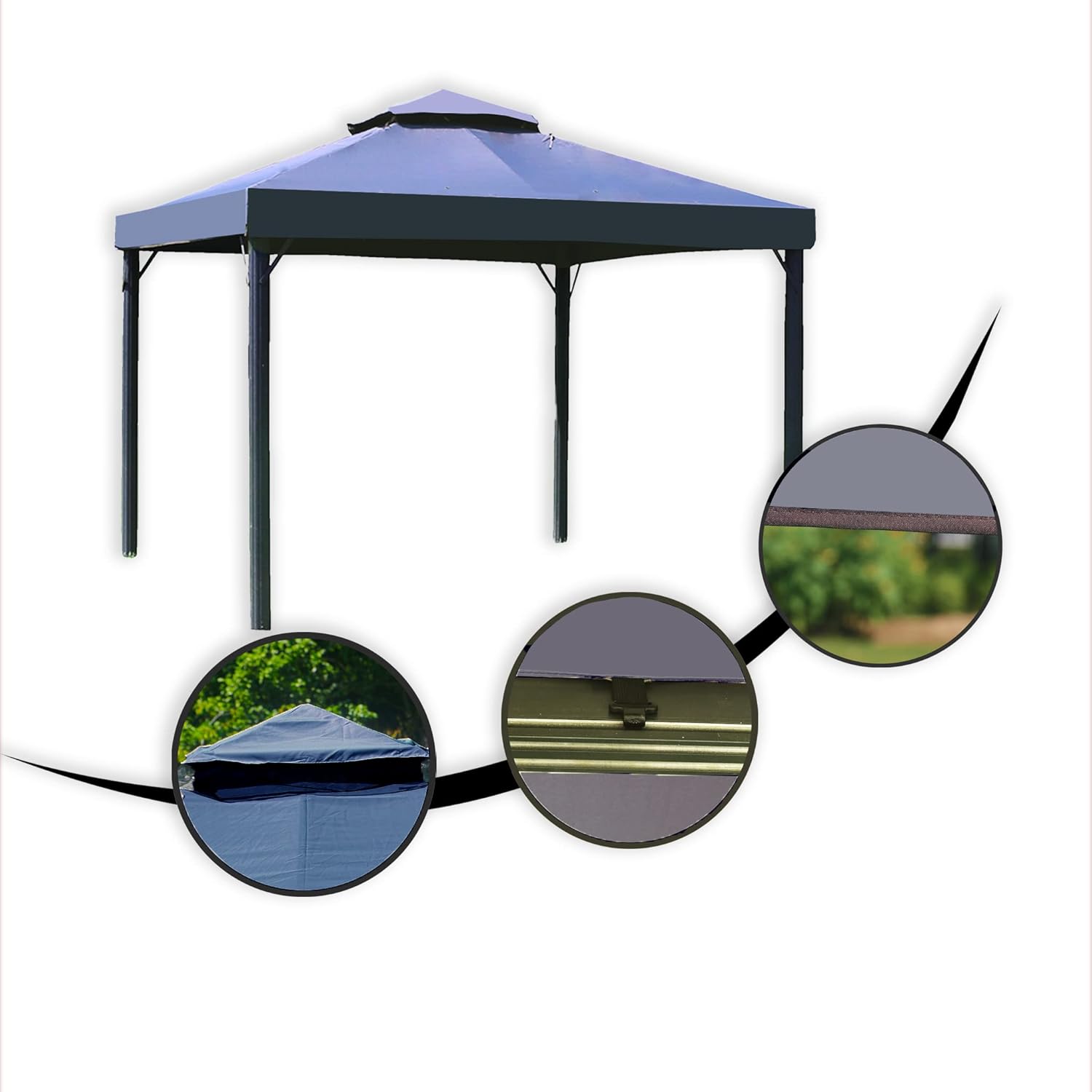 Toldo de repuesto de 10 x 13 pies para glorieta con ranura, carpa de lona impermeable, color gris (solo la parte superior del toldo)