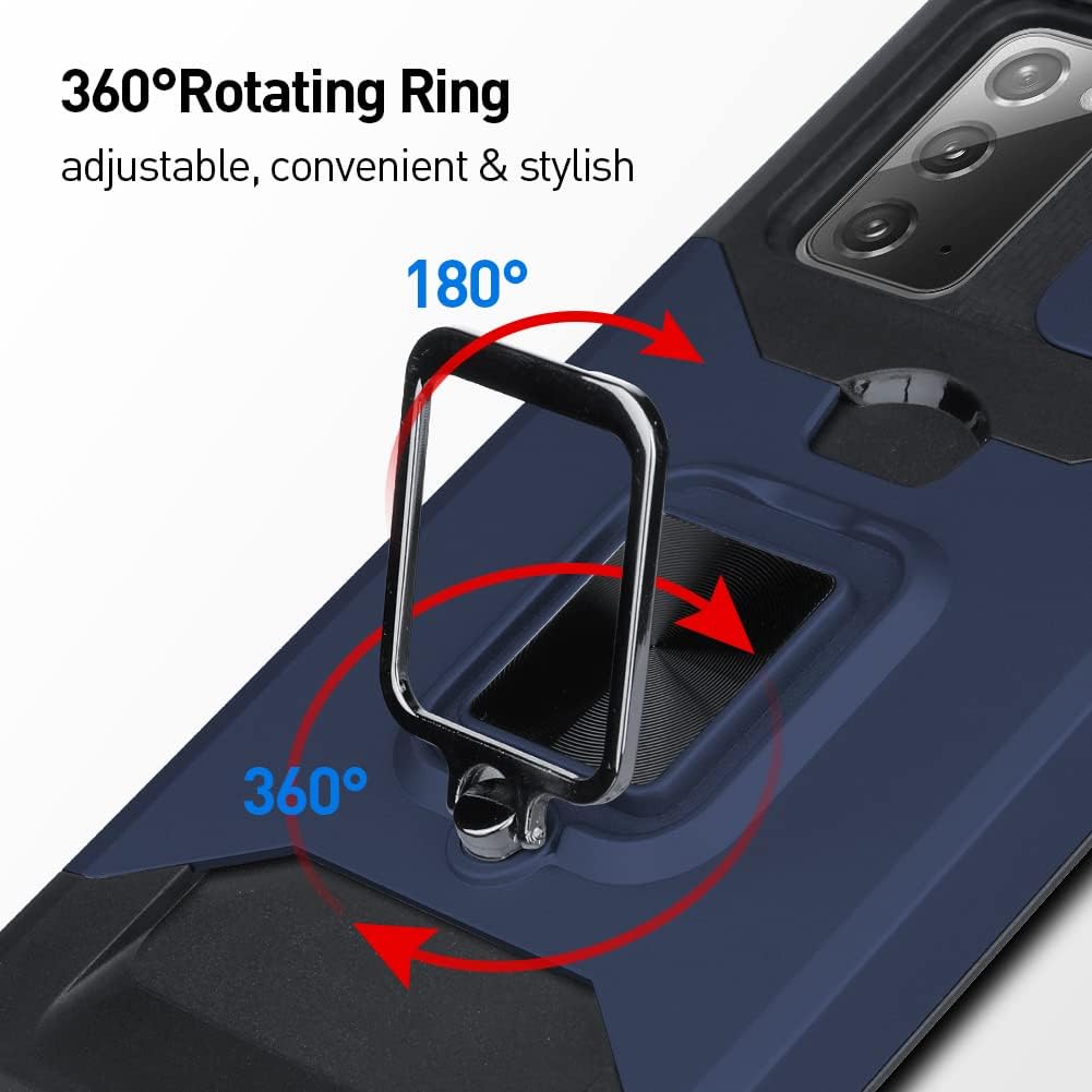 OOK Funda compatible con Samsung Galaxy Note 20 con agarre de soporte, protección deslizante de cámara, soporte magnético para automóvil, diseño de