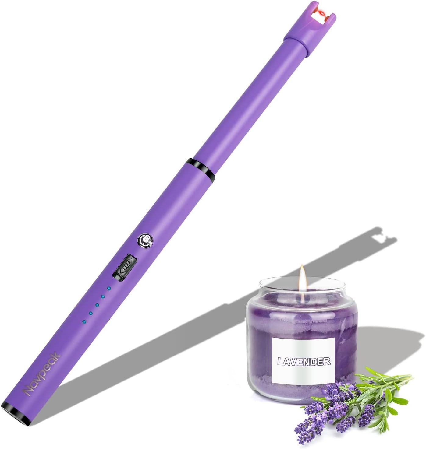 Navpeak Encendedor de velas de cuello largo a prueba de viento, encendedor eléctrico de arco para estufa, chimenea, barbacoa, parrillas de cocina
