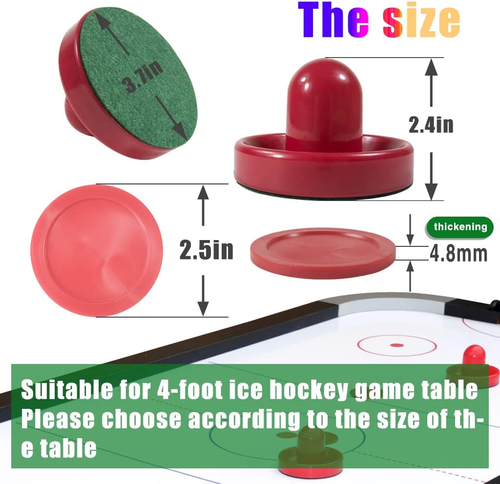 JS&YY Juego de 4 discos y paletas de hockey de aire, accesorios de aire, adecuados para mesas sobre pies, rojo