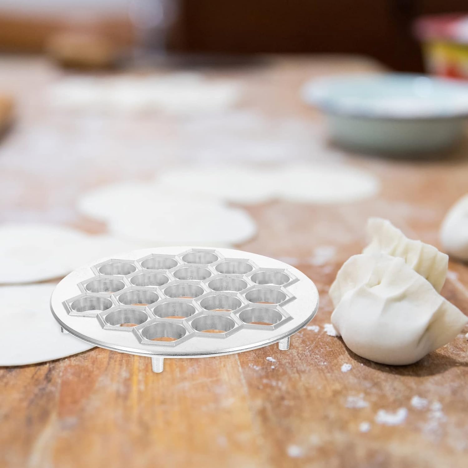 CALLARON Moldes de Pelmeni de aluminio para bolas de masa hervida de metal de 19 agujeros, fabricante de bolas de masa rusa Pelmeni Maker Forma de